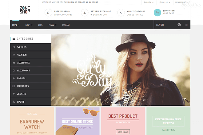 ZoneShop - Wonderful Responsive WooCommerce Theme скачать бесплатно 8files.ru